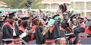 A photo of students in a graduation ceremony.