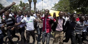 Students protest in Nairobi CBD in 2015