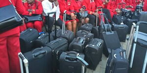 Kenyan workers during a strike at Jomo Kenyatta International Airport in 2019.