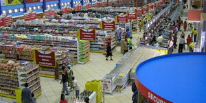 A photo of a supermarket shelf in Kenya.