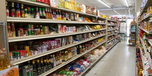 A supermarket shelf in Kenya.