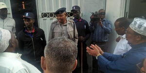 An image of security personnel quelling wrangles at the SUPKEM offices on Monday February 19