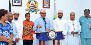 Mombasa Governor Abdulswamad Nassir addressing the press in a past event.