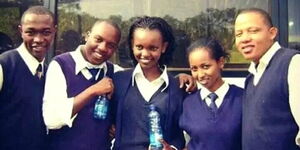 File image of Abel Mutua (2nd from left) with other members of the old cast of Tahidi High