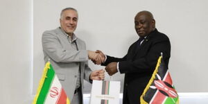 Kenya’s ambassador in Tehran Joshua Igweta and head of Tehran University’s Science and Technology Park Ali Asadi on Saturday January 20,2024. 