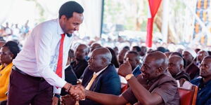 Kiambu Senator Karungo wa Thang'wa together with President William Ruto at an event on August 8, 2022.
