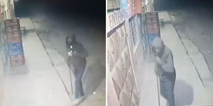 The suspect captured on CCTV breaking into a shop on October 28.