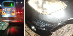 The accused Matatu and the damaged personal car
