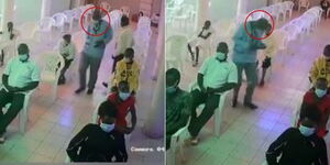 A suspected thief (in blue) captured by CCTV cameras at Joe Ministry, Busia