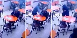 CCTV camera captures a man stealing a phone from a customer at a restaurant in Nairobi
