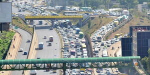 An aerial photo of a section of Thika Superhighway.