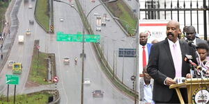 Motorists on different sections of Thika Road during a rainy season and Former Nairobi Metropolitan Services boss Mohammed Badi on September 30, 2022