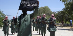 Alleged Al-Shabaab terrorists while carrying out a parade 