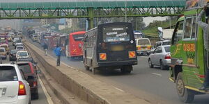 Vehicles pictured along Thika Road in April 2021. 