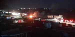 Traffic disruption on the Naivasha- Nakuru Highway while residents torch police station on February 12