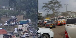 A collage image of traffic snarls up along Naivasha - Nakuru Highway on March 25, 2022.