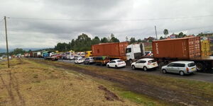A massive traffic jam along the nakuru-eldoret road involving multiple vehicles on Sunday December 28