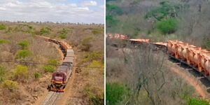 A Nairobi bound cargo train derails at the Kibwezi area of Makueni on September 18, 2024