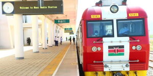 A train at the Maai Mahiu station on January 2, 2023.