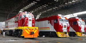 Trains at the Kenya Railways Station.