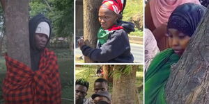 Kenyans in different parts of the country participating in the tree-hugging challenge to raise awareness on various issues.