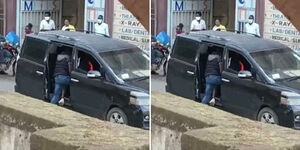 A screengrab of a video capturing armed men allegedly kidnapping a man outside the TRM Mall along Thika Road in November 2021
