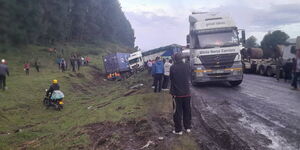 Trucks involved in an accident along the Eldoret-Nakuru Highway on April 6, 2024