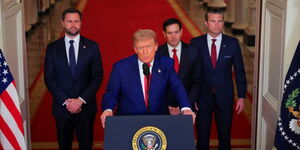 The United States President Donald Trump addressing the press at White House in June 2025.