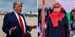 A photo collage of the US President Donald Trump (left) and Tanzanian President Samia Suluhu.