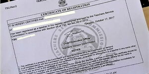 A sample of TSC number certificate