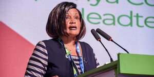 TSC CEO Evaleen Mitei addressing the gathering at the 2025 Kenya Primary Schools Heads Association National Delegates Conference at Sheikh Ali Zayed Children’s Home in Mombasa, November 13, 2025.