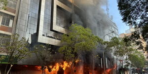 A side view of Uganda House in Nairobi during Tuesday demonstrations.