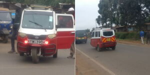 Photo collage of a unique Tuk Tuk pictured on a Kenyan Highway on Tuesday, June 27, 2023.