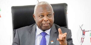 Jackson Tuwei, Athletics Kenya President addressing the media