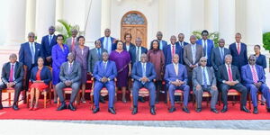 President William Ruto with Presidential Working Party during the Competency-Based curriculum task force meeting on Thursday December 1, 2022