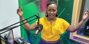 Radio presenter Wamucii wa Kinyari during Riruka show at Muoroto FM on November 7, 2022