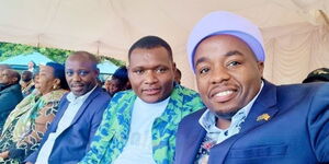 Inooro TV Presenter Simon Kibe (center), philanthropist Karangu Muraya(right) and presenter Kamau wa Kang'ethe during Simon Kibe Foundation launch on Sunday December 4, 2022