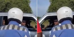 A collage image of former President Uhuru Kenyatta driving a pickup.