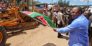 Former President Uhuru Kenyatta Launching a project in 2021.