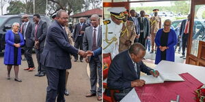 President Uhuru Kenyatta and First Lady Margaret Kenyatta during their military farewell on  September 9, 2022.