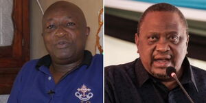Collage image of Kepha Ng'ang'a, Swahili Teacher and the Former President Uhuru Kenyatta 