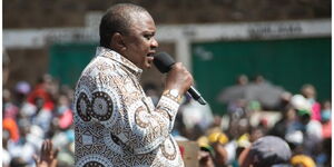 President Uhuru Kenyatta speaking in Dandora on February 19, 2021