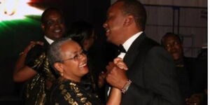 President Uhuru Kenyatta and First Lady Margaret Kenyatta dancing