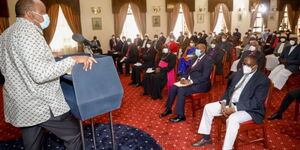 President Uhuru Kenyatta with religious leaders at State House on September 25, 2020.