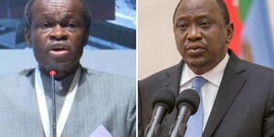 Constitutional lawyer PLO Lumumba (left) and President Uhuru Kenyatta