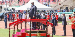 President Uhuru during the Jamhuri celebrations at Nyayo Stadium on December 12, 2020.