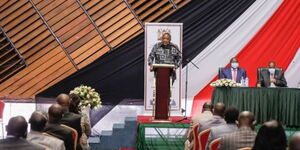 Presidnet Uhuru Kenyatta addressing National Government Administration Officers at KICC on July 2, 2020.