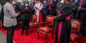 President Uhuru Kenyatta with religious leaders at State House, Nairobi on September 25, 2020.