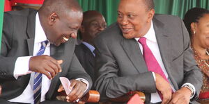 DP William Ruto (left) and President Uhuru Kenyatta (right) during an event in 2019.