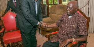 President Uhuru Kenyatta visiting the Late retired President Daniel Moi on July 28, 2018